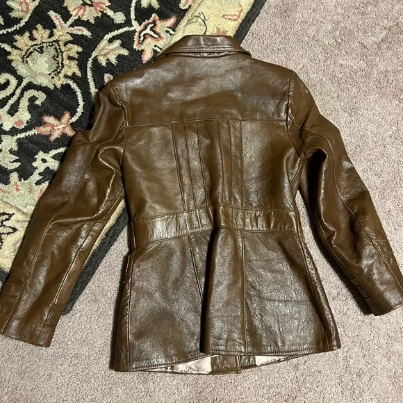 SOLD!!! M 70s 80s Vintage Californian Cognac Bohemian Leather Jacket Disco Baby! - Picture 2 of 11